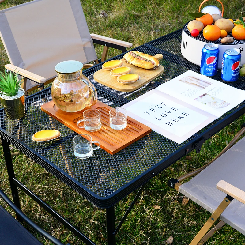 Outdoor Camping Folding Table Portable Adjustable Household Durable Metal Picnic Tables Leisure Hike Camping Furnishings