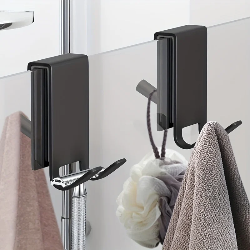 1pc Shower Door Hooks Casual Style Easy Install Door Mount Hangers for Bathroom Glass Doors No-Drill Adhesive