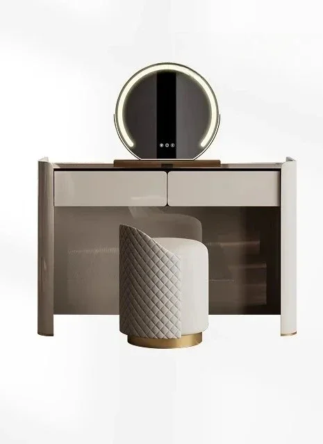 A Simple dresser bedroom modern premium marble glass paint light luxury storage integrated makeup table