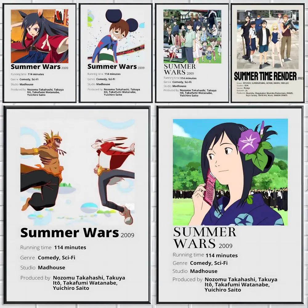 Anime Summer Wars Poster Modern Elegant Wall Stickers, Home Decor Poster, Wall Art for Living Room & Dorm