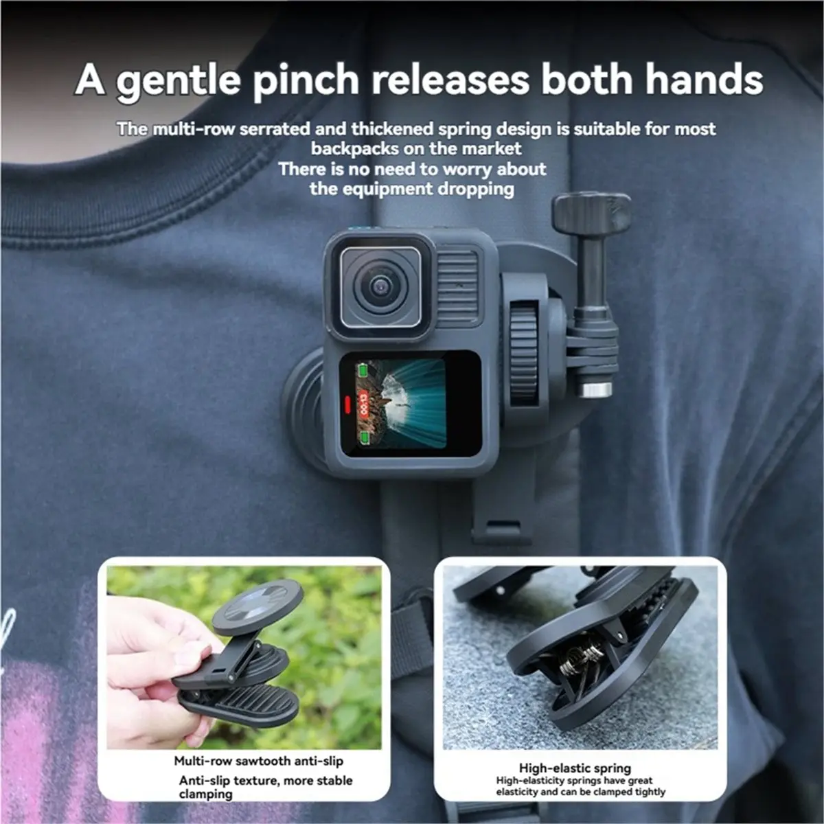Y320A~!#Quick-Release Magnetic Clip with Base Kit for Action 6 5Pro 4 3 for 13/12/11 for