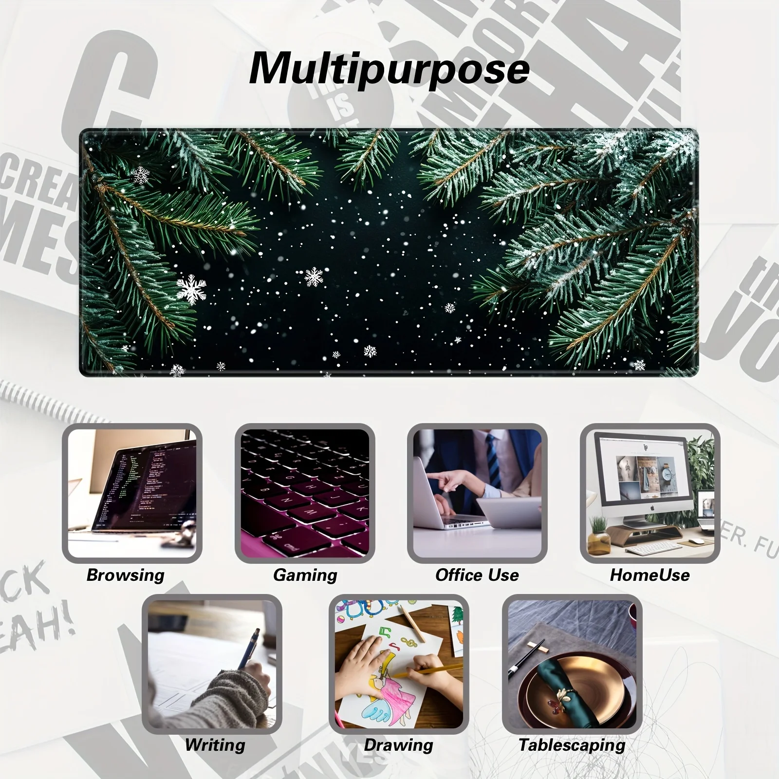 

Большой рождественский настольный коврик со снежинкой, противоскользящий прошитый коврик для мыши с резиновой основой, подходит для домашнего офиса, 89,92x39,88 см, XXL