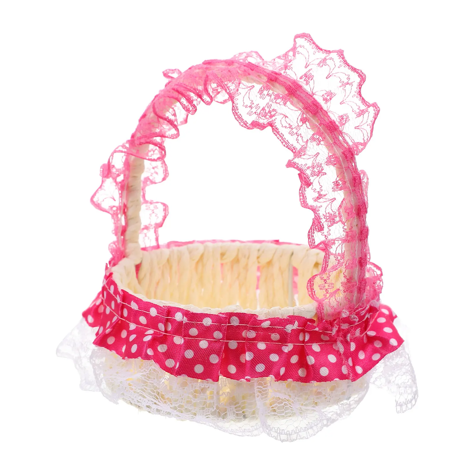 

Mini Woven Rattan Flower Basket Handheld Portable Decorative Storage Basket for Flowers Fruit Tabletop Home Use