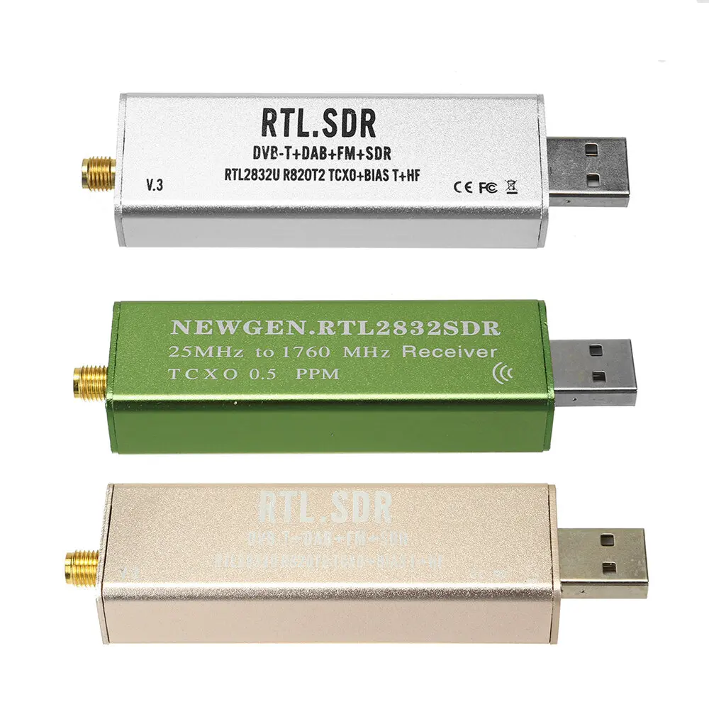 0.1MHz-1.7GHz SDR 0.5 PPM TCXO Compensated High Stability Full Band Software Receiver Aviation Band ADSB RTL2832U + R8