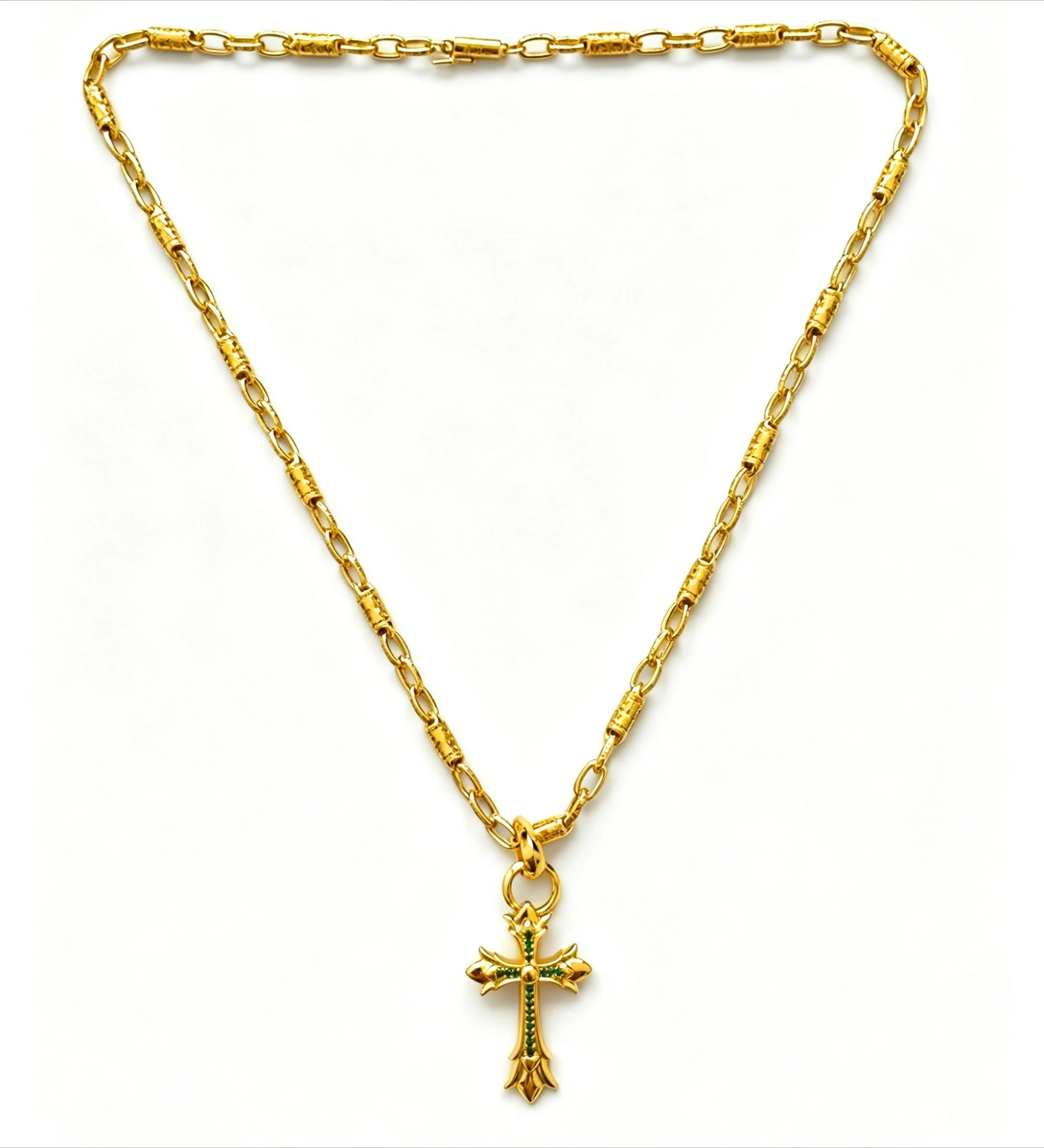 S925 sterling silver retro old light luxury cross pendant ne
