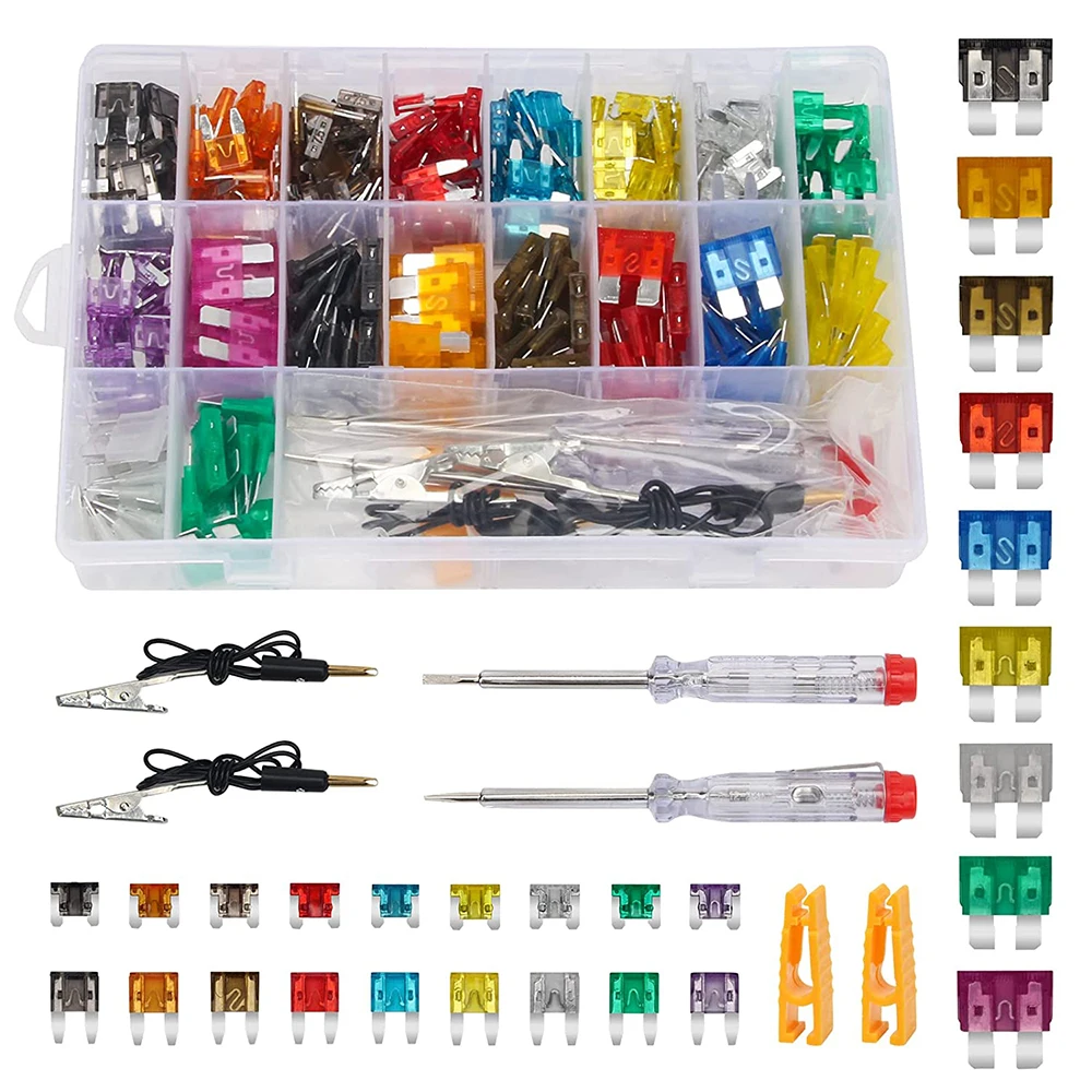 306 Pcs Car Standard Small Mini 12v car fuses set Combination automotive Blade with Inspection Circuit Electric Pen