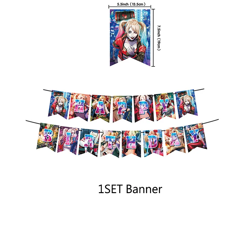 New Harley Quinn Theme Party Supplies Anime Action Figures Periphery Joker Girlfriend Suicide Squad Birthday Party Decorations