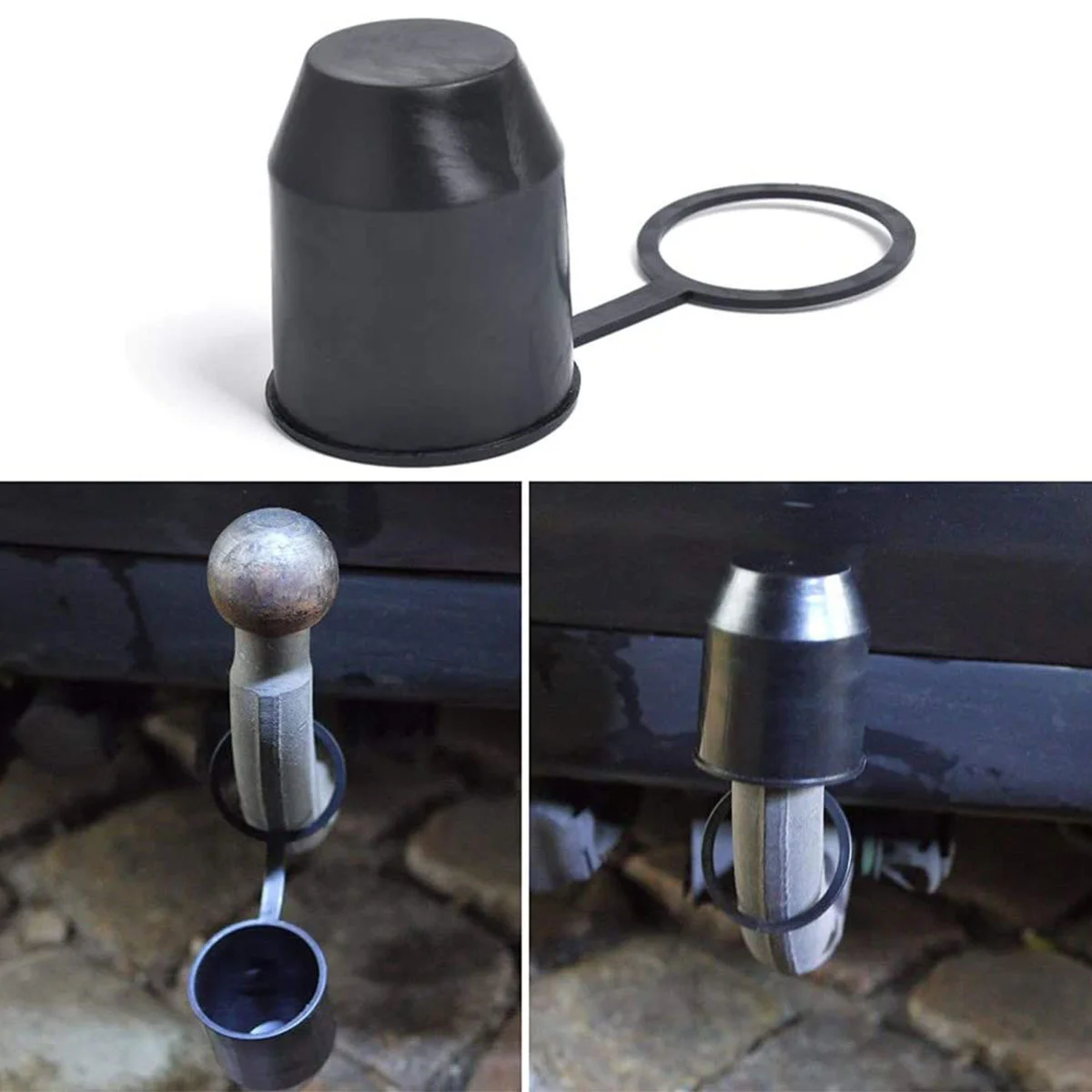 Universelle Auto-Abschleppkugelabdeckung Zubehör Langlebige Schwarze Kappe 50mm Anhängerkupplung Wohnwagen Auto Anhänger Abschleppkugel Schutzabdeckung