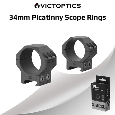 Victopics34Mm Tactical Scope Rings for Picatinny Rail 1.25" Medium Profile Rifle Scope Mount Fits 56Mm Lens 6061 Aluminum
