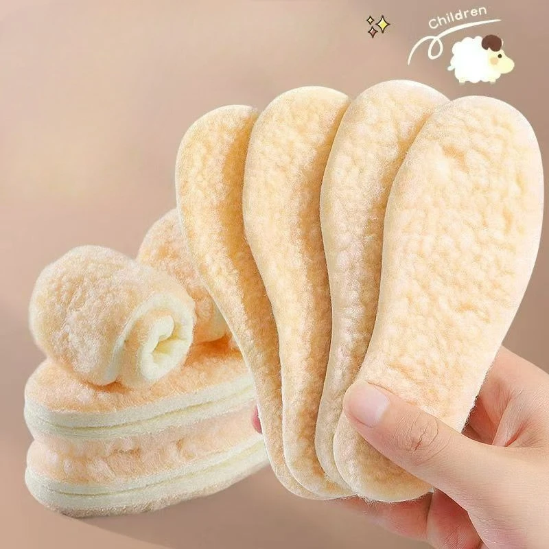 

3PCS Autumn and Winter Children's Wool Plush Insoles, Cuttable, Sweat-absorbent, Soft, Comfortable, Thickened and Warm