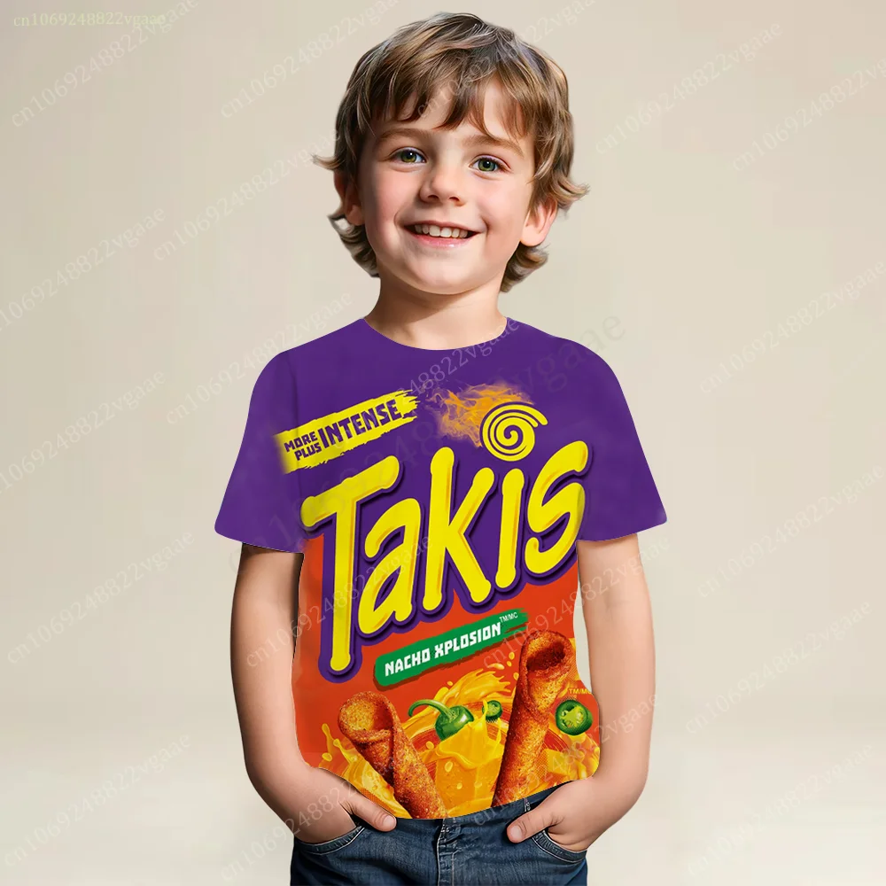 Summer Takis T Shirt Kids Men Boys Chips T-shirt Short Sleeve Top Funny Tee Clothes Girls Training Uniform Clothing