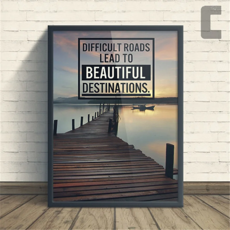 Modern Abstract Landscape and Motivational Phrase Art Posters Canvas Painting Wall Prints Picture Living Room Home Decor Cuadros