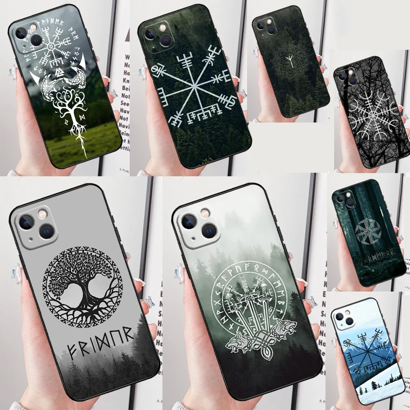 Forest Nordic Runes Case For iPhone 16 15 Pro Max Plus 12 13 Mini 11 14 Pro Max XS X XR SE 2020 2022 Cover