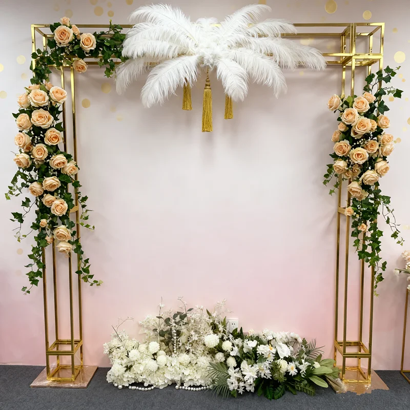 

Персонализированная блестящая позолоченная железная рамка с квадратным экраном, свадебная фоновая рамка, декоративная подставка для цветов, принадлежности для сцены для мероприятий