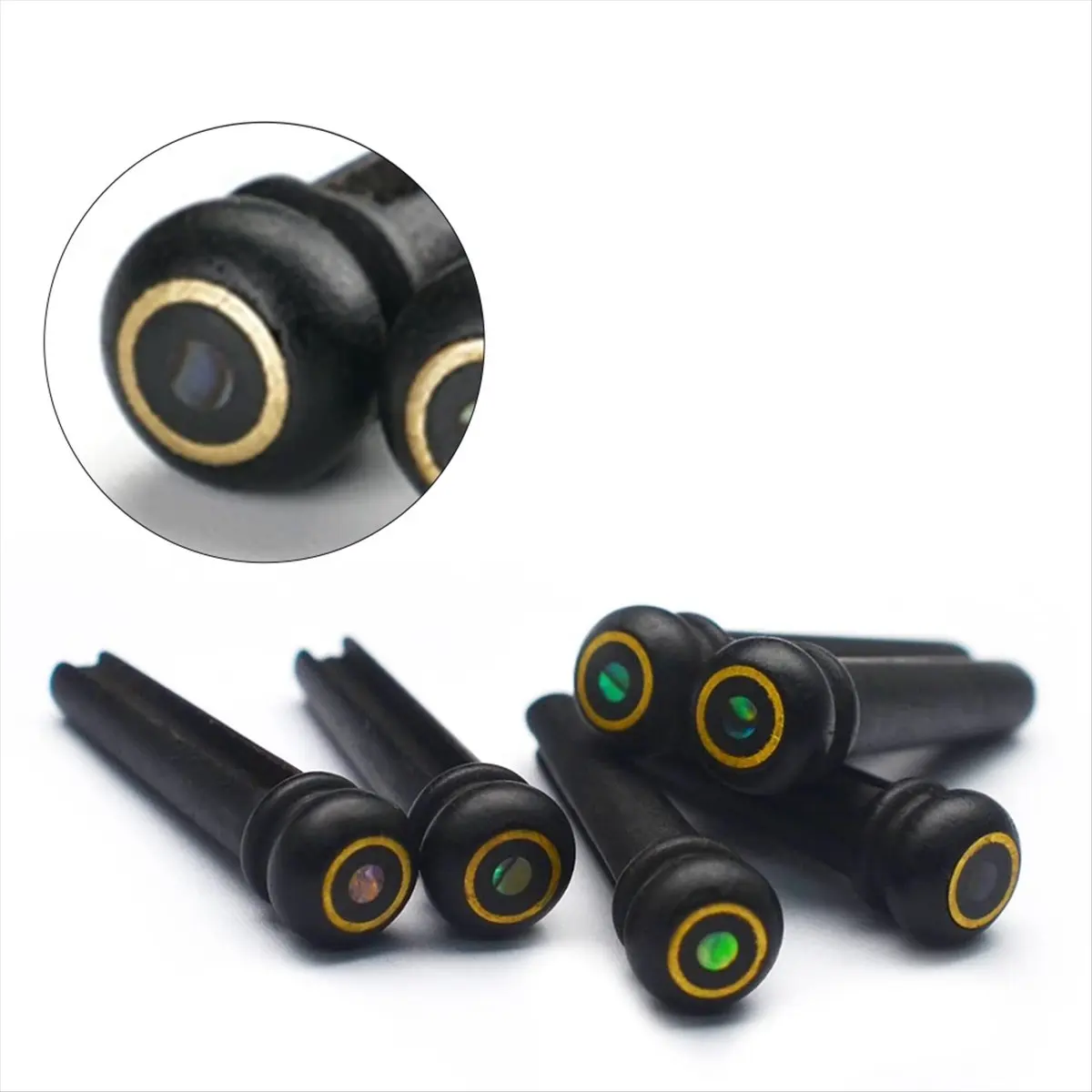 6pcs Ebony Guitar Bridge Pins for 6 & 12 String Acoustic Guitar Fixed String Nails [AA74-AAA]