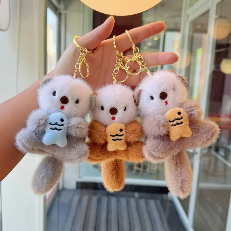 Llavero de Nutria de Mar de Felpa Lindo Mini Muñeco de Peluche Colgante de Mochila Adorno para Bolso Regalo para Niños