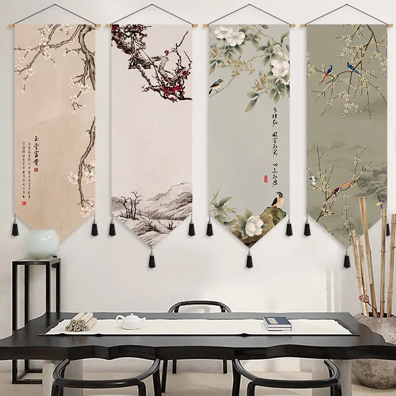 

Flowering & Fortune Textured Fabric Tapestry Wall Hanging, Modern Background Wall Decor for Bedroom Living Room Home Decor​