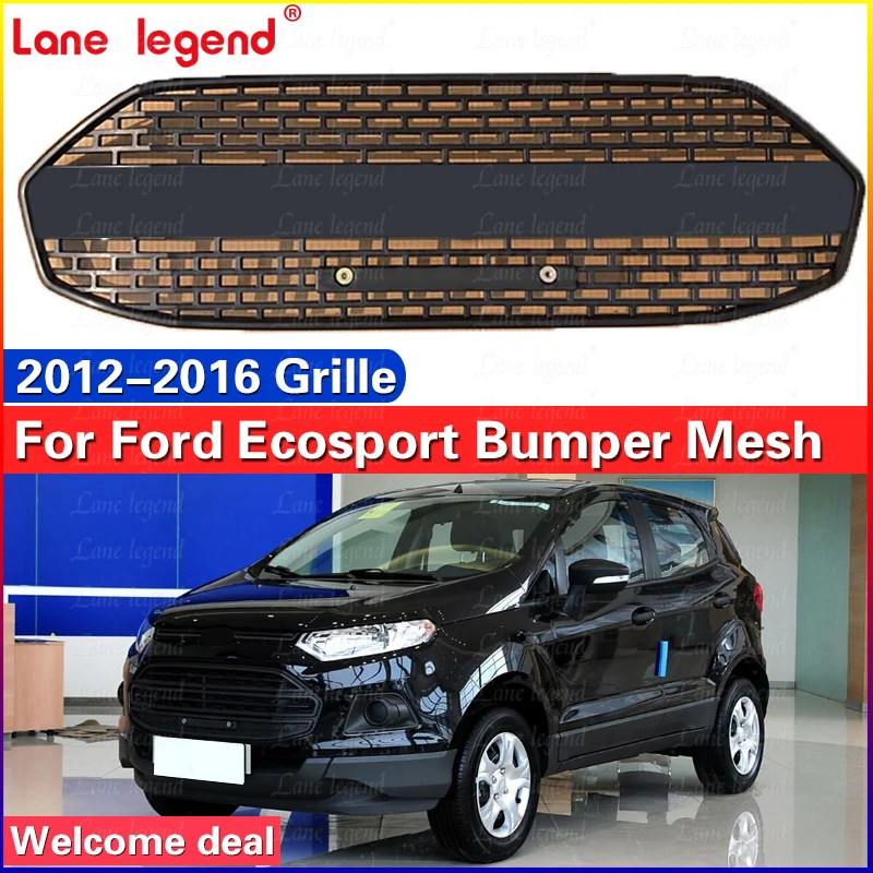 Car Racing Grill for Ford Ecosport 2012-2016 Car Bumper Mesh Grids Cover Accessories F150 Style Front Grille Ventilation Net