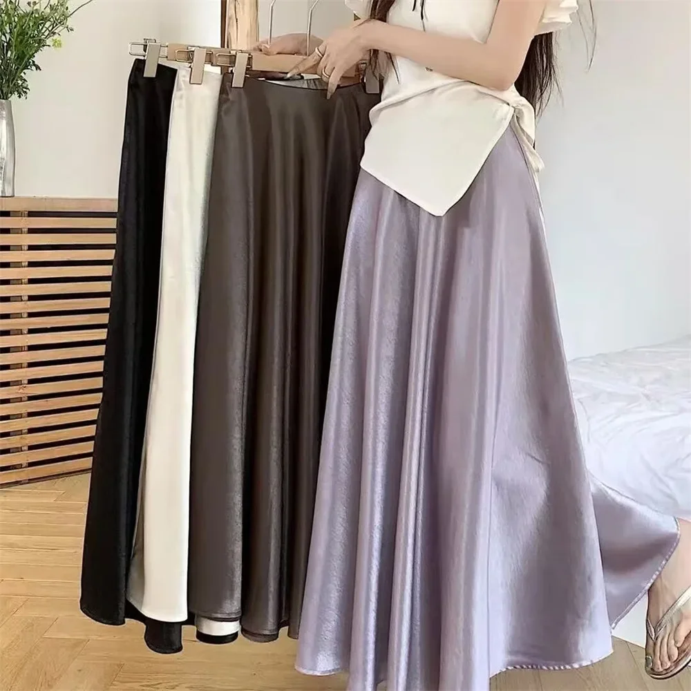 2026 Fashion New Summer Lady Classic Skirts Female Elegant High Waist Midi Skirts Women Korean Loose Thin Long Dress Clothes