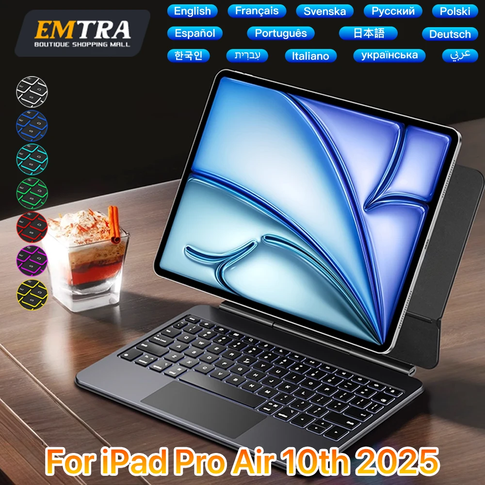 Keyboard Magic untuk iPad 11 A16 12.9 Air 4 Air 5 untuk iPad Generasi ke-10 Pro 12.9 Generasi ke-6, ke-5, ke-4, ke-3 Smart Cover Magnetic Cases