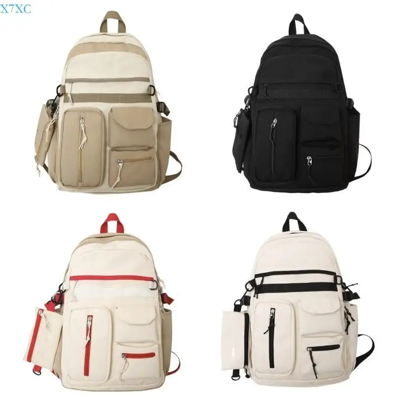

X7XC Japanese Large Capacity Nylon Backpack for School Book Bag and Laptop Daypack