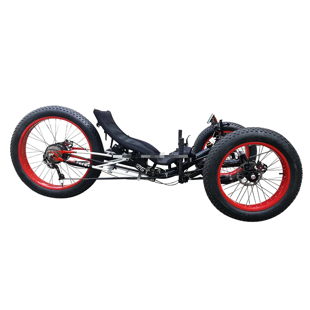 ฟรีนําเข้าDutyกรอบอลูมิเนียม 500Wไฟฟ้าDriftสามล้อSnow Mountainไขมันเต็มยางRecumbent Trikeสําหรับขาย