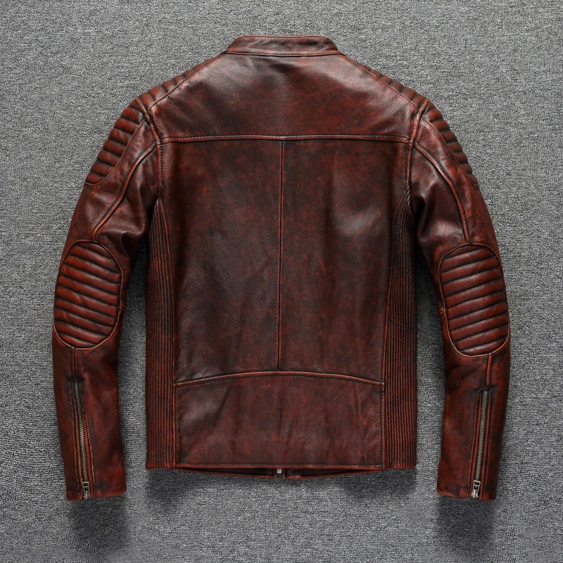 LNY Shop Best,Brand cowhide clothing,men's genuine leather clothes,vintage motor biker jacket.leather coat,Chaqueta de cuero