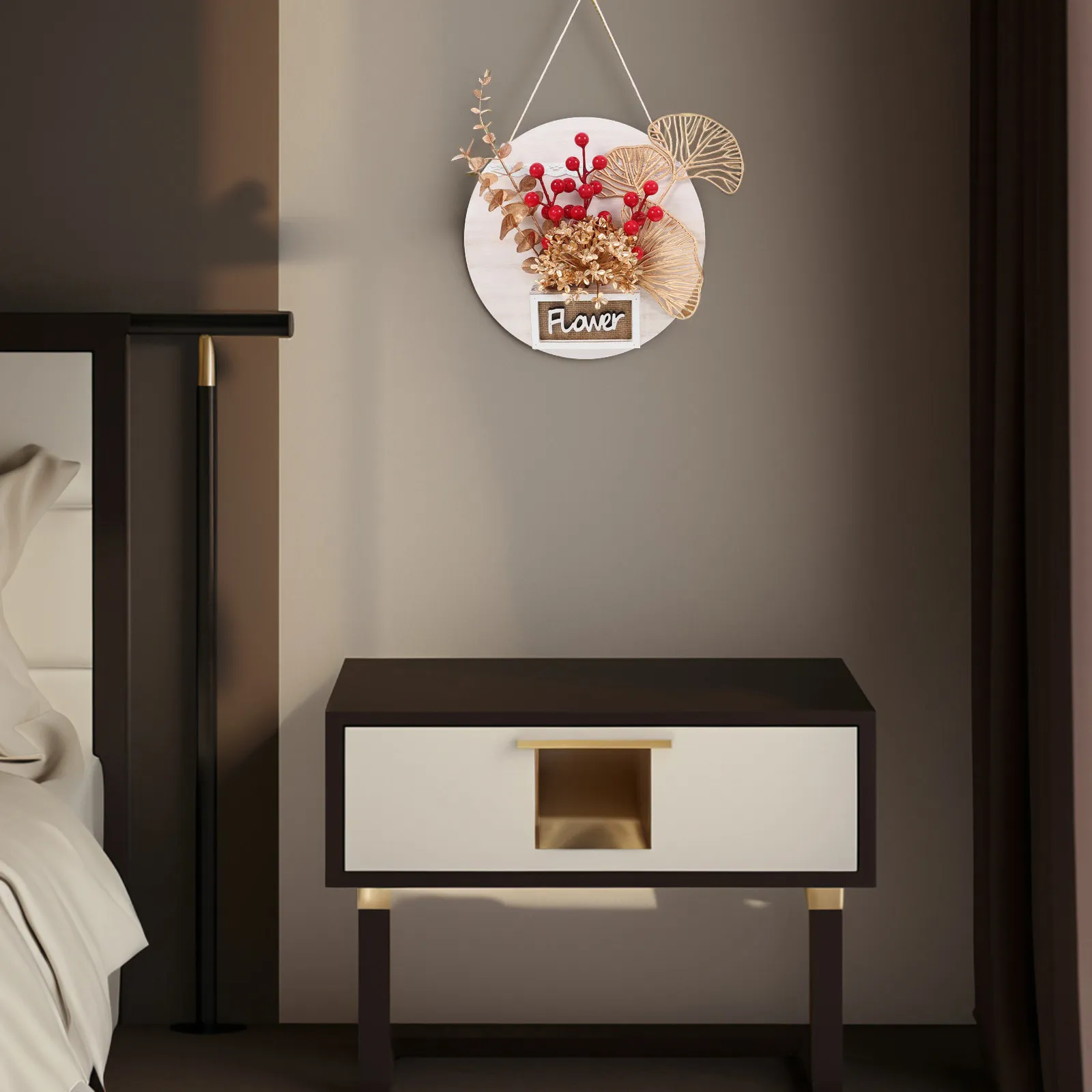 New Year Red Berry Wall Hanging Decoration Artificial Simulation Berry Bonsai Spring Festival Home Hanging Ornament for Living