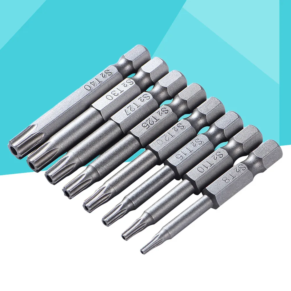 

8Pcs Bit Set Magnetic Steel Screwdriver Bits 50Mm Driver for Electric Hand Drills T8 T30