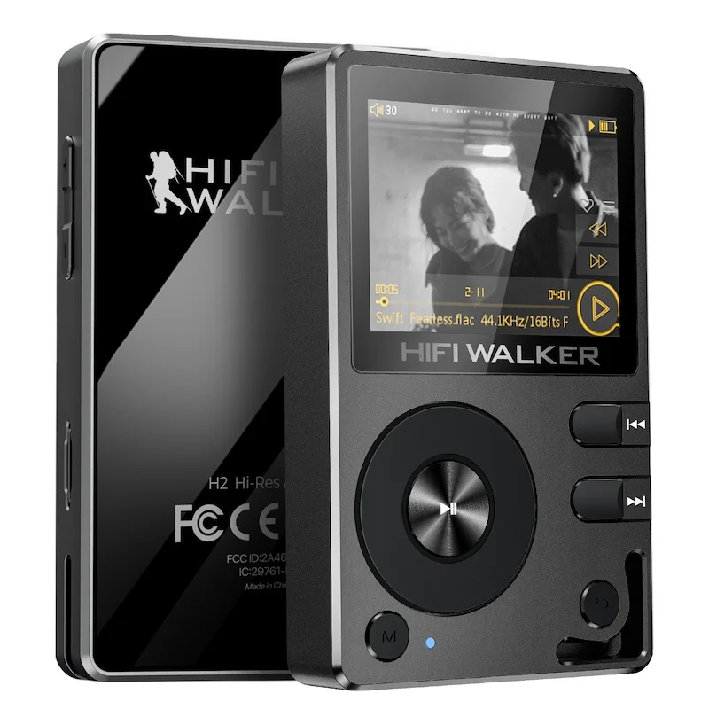 HiFi Walker H2 DAP-speler, draagbare MP3 Native DSD128, 64GB tot 512GB, ESS DAC-chip, USB-DAC, verliesvrije 2-weg Bluetooth LDAC