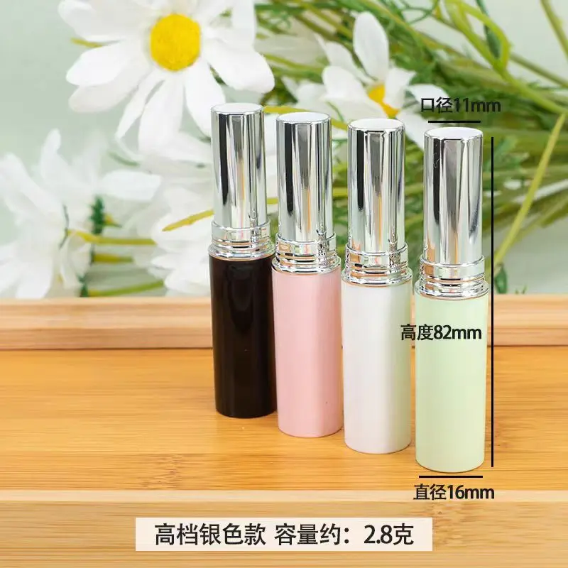 

20Pcs/pack 3g Caliber 11mm mini portable round lipstick tubes empty lip balm lip gloss tube fine roots silver lip stick tubes