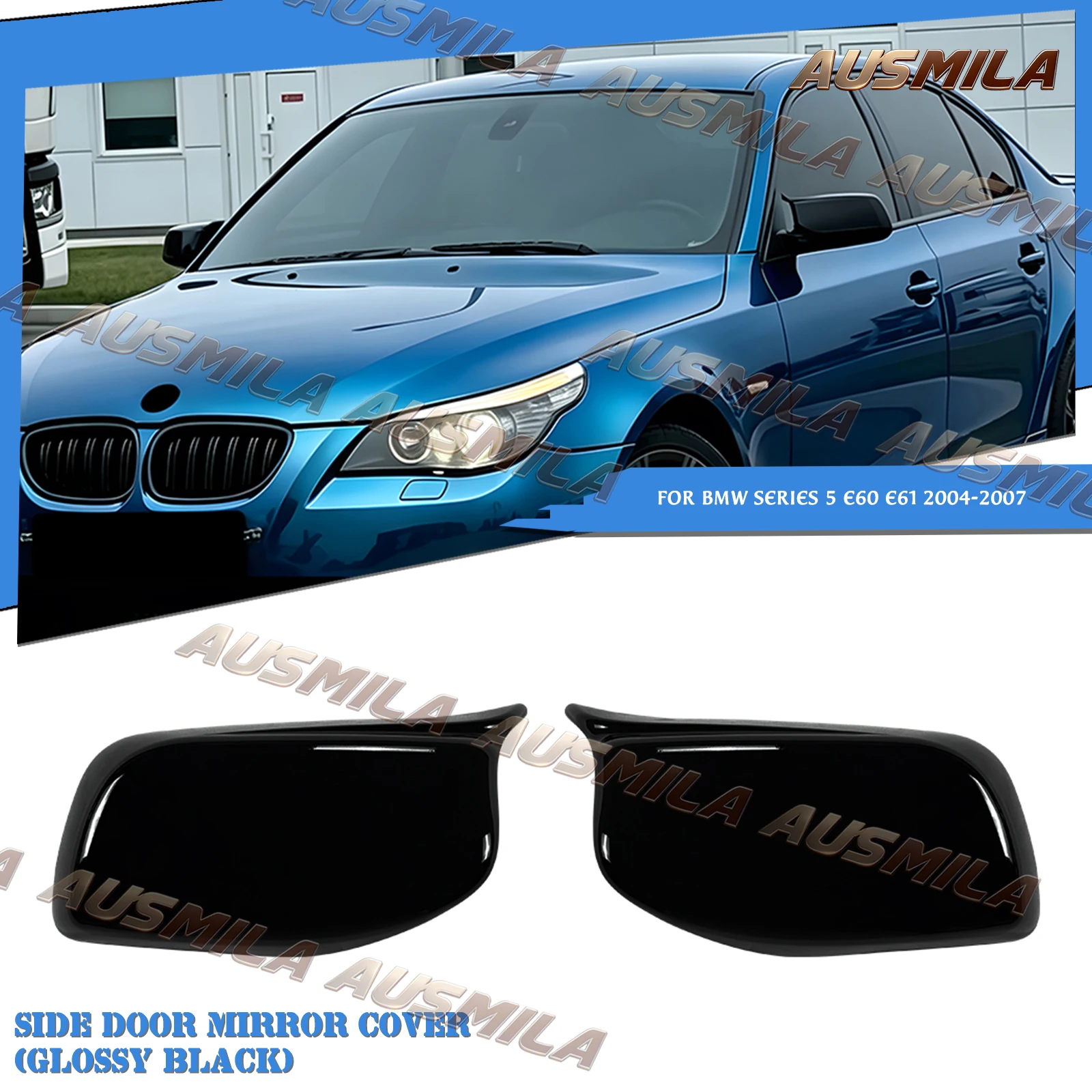 Rearview Side Door Mirror Cover Exterior Rear View Cap Reverse Shell Replacement For BMW Series 5 E60 E61 2004 2005 2006 2007