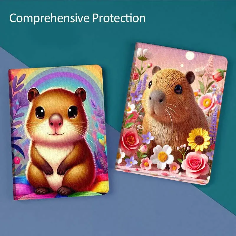 

Мягкий чехол для планшета с цветочным рисунком и красочной капибарой, подарок для Huawei MediaPad T5 T10s M6 M5Lite SE Honor Tab 5 6 7 V7 V8 X8a X9a Pro