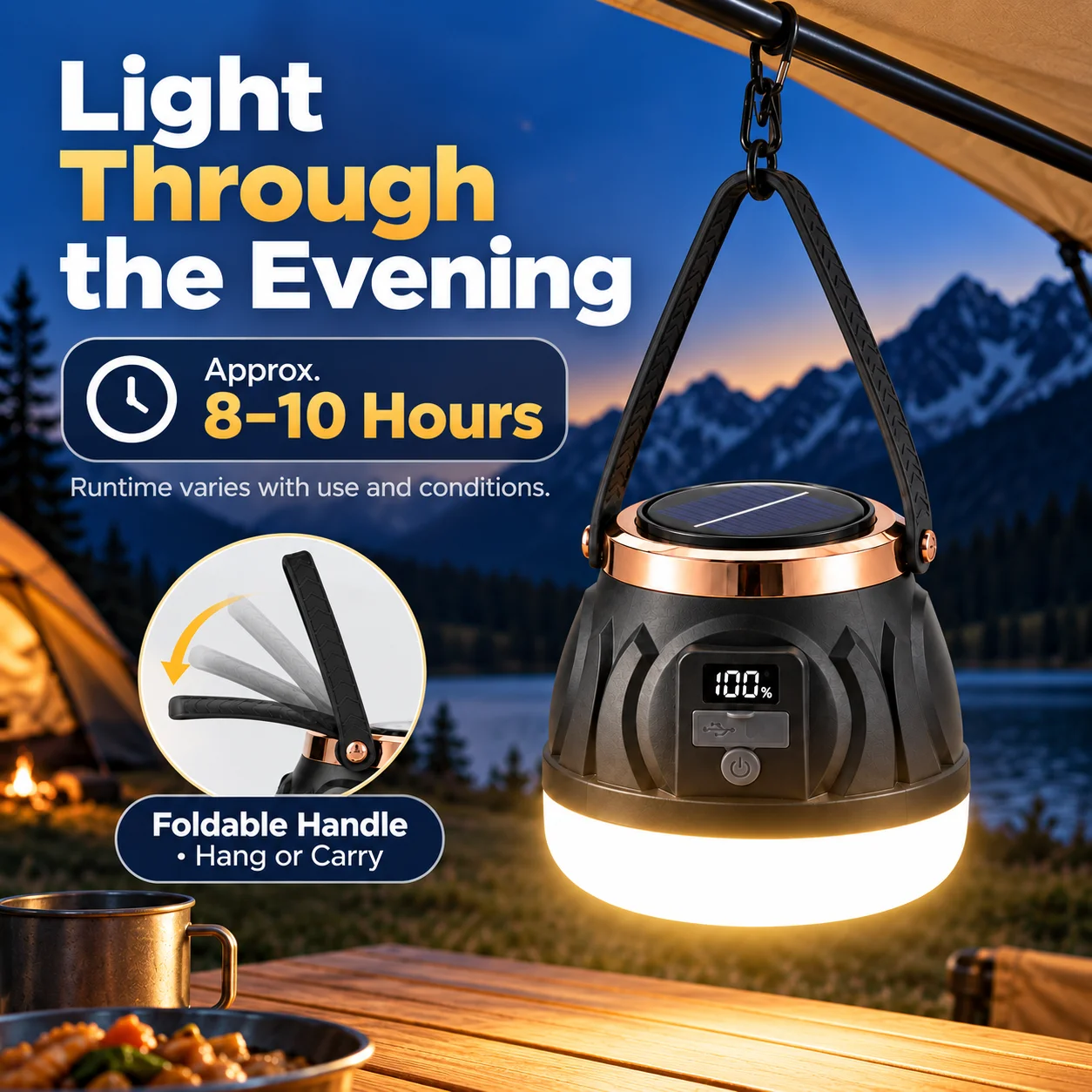 Rechargeable Solar Camping Lig - đánh giá và giá Solar Lantern Camping Collapsible