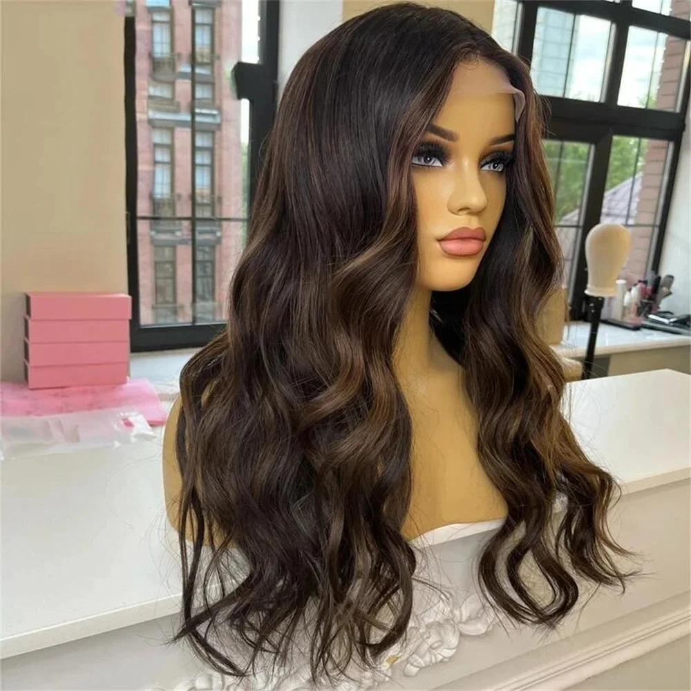 Natural Long 28Inch Highlight Blonde Wave Glueless 5x5 Silk Base Jewish Human Hair Wig BabyHair HD Lace European Hair Preplucked