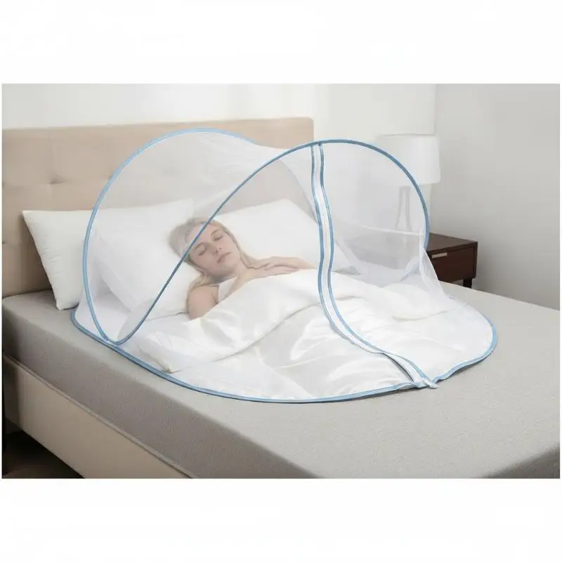 @*Durable Foldable Single Person Bed Mosquito Net Zipper Closure Insect Proof Breathable for Long Term Use Dorm Camping