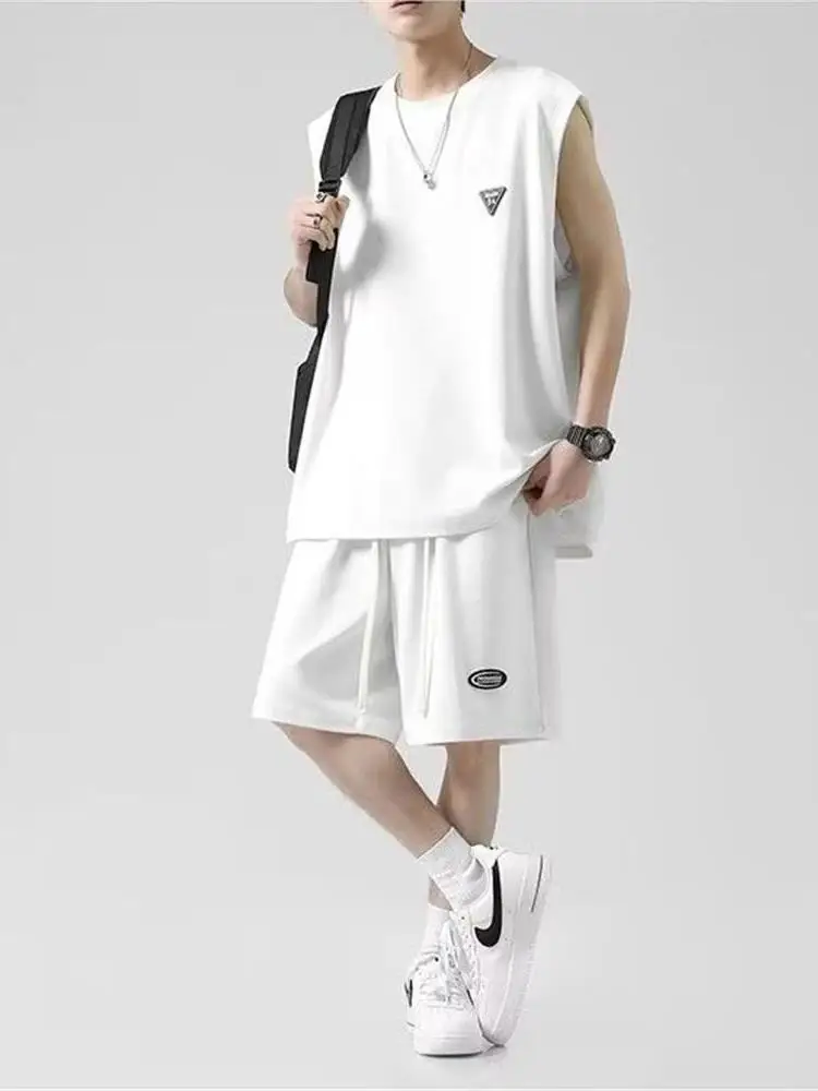 ice-silk-short-sleeve-t-shirt-men's-summer-thin-quick-dry-basketball-sportswear-shorts-casual-fitness-vest-set-five-quarter-p
