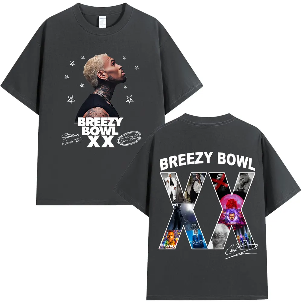 Chris Brown Breezy Bowl XX 2025 Tour Concert Merch T-shirt Men's Women Fashion Hip Hop T Shirt Cotton Casual Oversized T-shirts image 6
