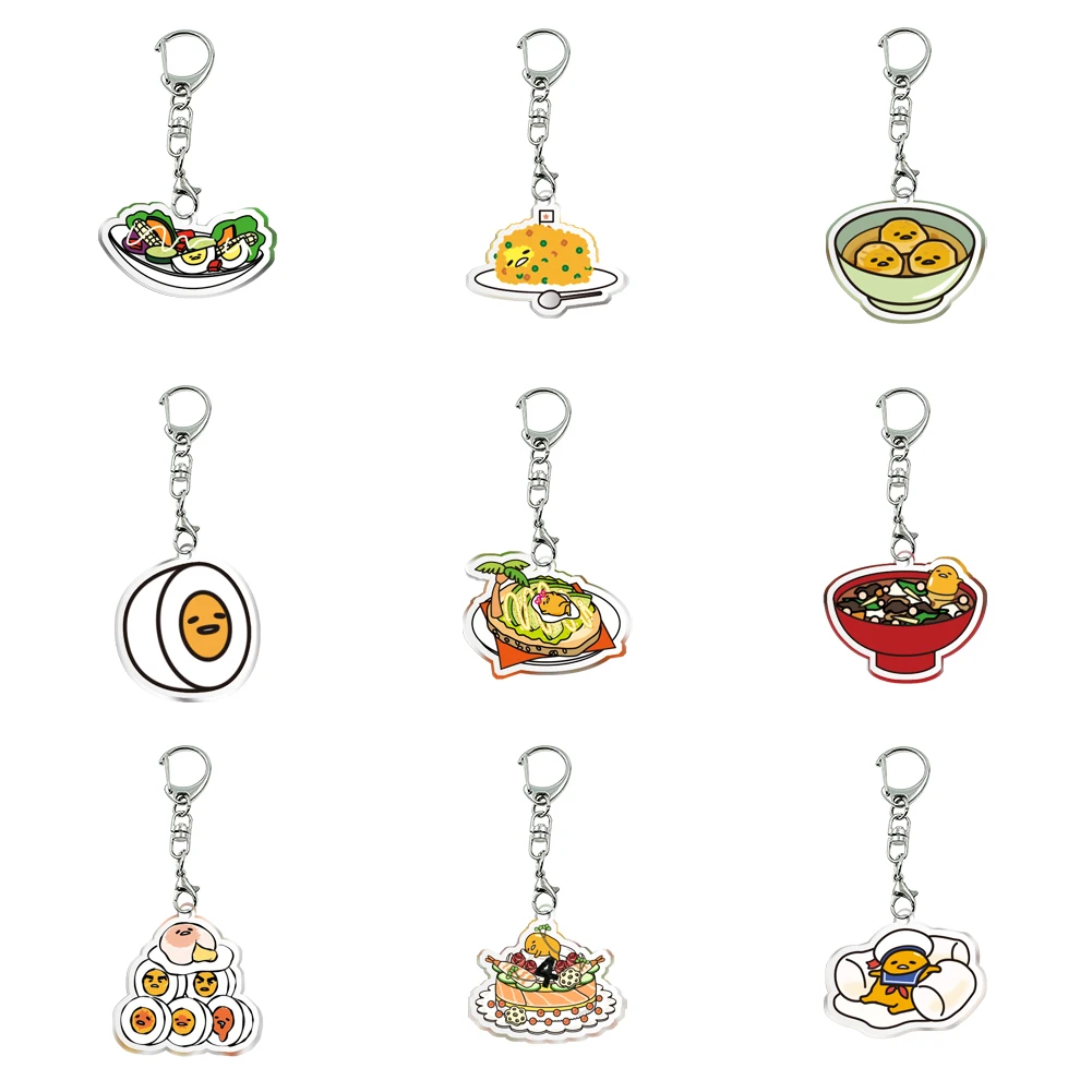 Gudetama Sanrio Custom Anime Keychain Cartoon Logo Acrylic Key Chain Photo Customized Transparent Printing Design Game Keychains