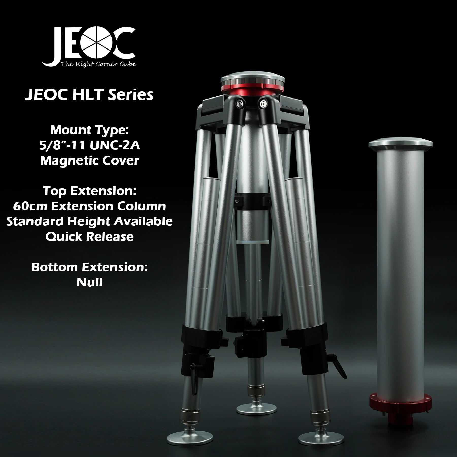 JEOC Heavy Load Tripod with 60cm Height Kit, for Faro Leica API Laser Trackers, 5/8-11 UNC-2A, with Flight Case