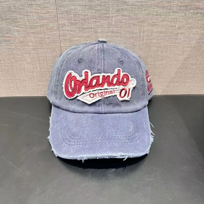 Новая старая бейсболка в американском стиле ретро, модная английская рваная кепка с вышивкой, женская шляпа для маленькой пары, трендовая бейсболка