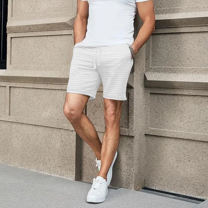 

Summer Shorts Men's Cropped Shorts Loose Solid Color Small Grid Sports Casual Shorts