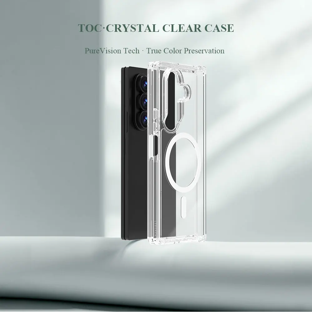 حافظة هاتف Magsafe شفافة عالية لهاتف سامسونج جالاكسي Z Fold 7 مضادة للخدش من مادة TPU + PC غطاء صلب مغناطيسي عالي الدقة
