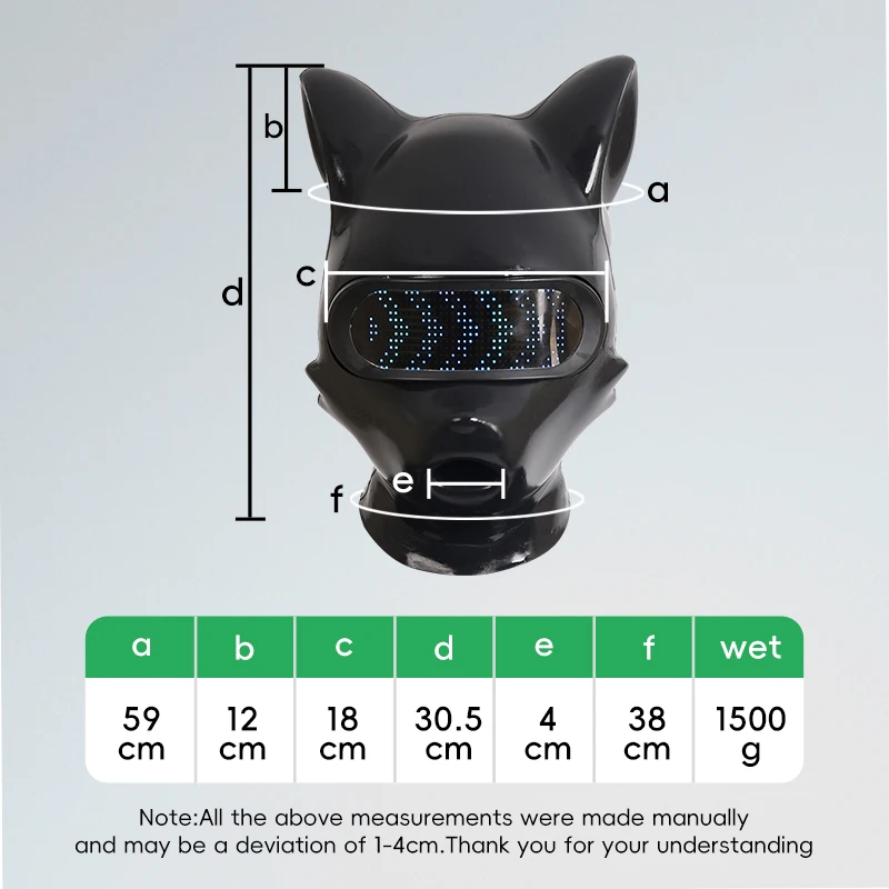 Furrjoi Silicone Ico Mask with LED Screen Fox Headgear for Cosplay Costumes Furry Pet Play Hood Full Head Masken Upgrade Latex