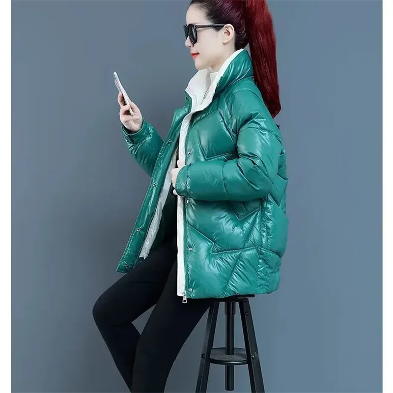 Capispalla in cotone con colletto alla coreana moda donna coreana 2025 Piumino da donna a maniche lunghe Cappotto imbottito in cotone femminile invernale