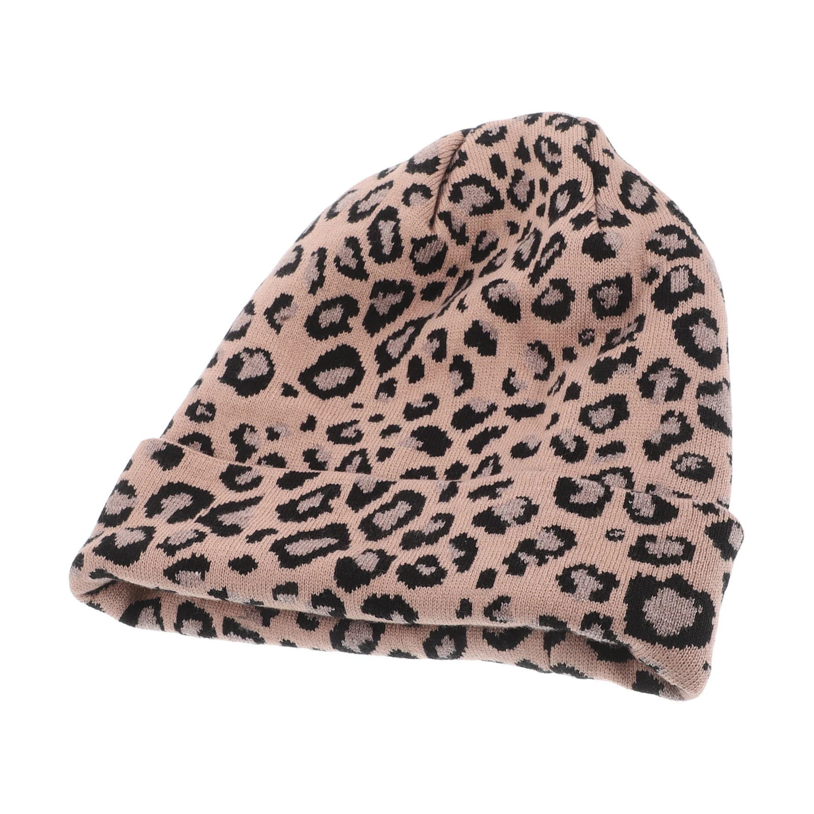 Khaki Leopard Woman Warm Knit Beanie Autumn Winter Soft Stretch Knitted Hat Cozy Fashion Winter Hat Beanie Cap