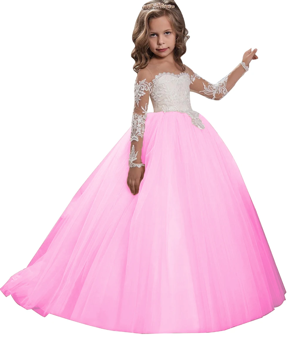 Luxury  Lace Flower Girls Dresses For Wedding Pageant Party Birthday Girls Dresses