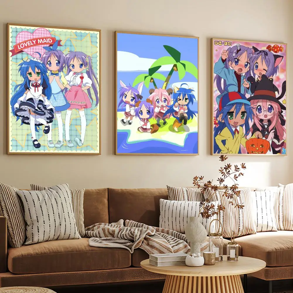 Anime Lucky S-Star K-Konata I-Izumi Poster Decorative Wall Art Mural Stickers Home Decor Gift for Living Room & Hallway