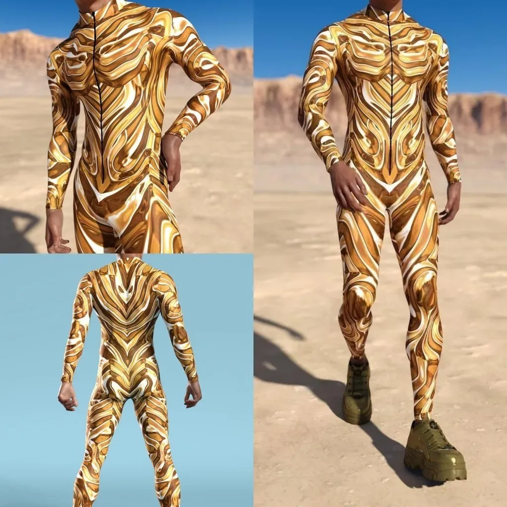 

Unisex Cyber Punk 3D Digital Printing Halloween Party Role Play Outfit Women Men Cosplay Costume Carnival Jumpsuit