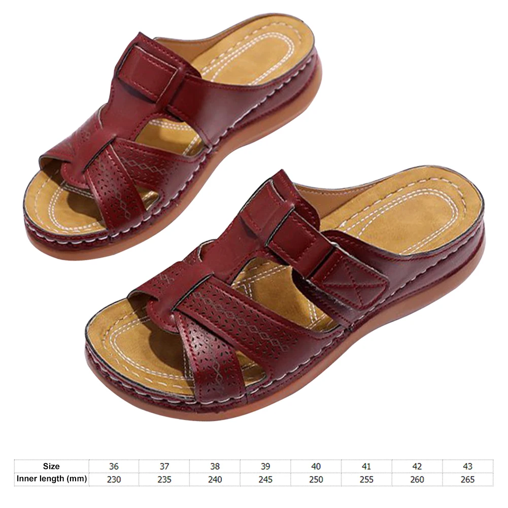 New Summer Women Wedge Sandals Premium Orthopedic Open Toe Sandals Vintage Anti-slip Leather Casual Female Platform Retro Shoes